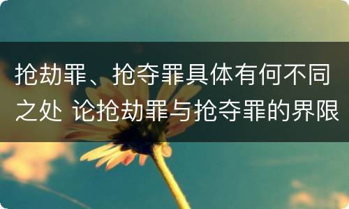 抢劫罪、抢夺罪具体有何不同之处 论抢劫罪与抢夺罪的界限