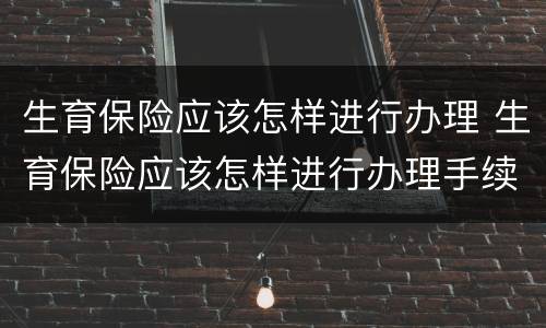 生育保险应该怎样进行办理 生育保险应该怎样进行办理手续