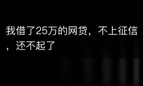 我借了25万的网贷，不上征信，还不起了