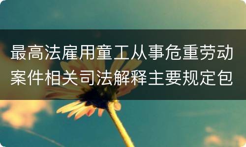 最高法雇用童工从事危重劳动案件相关司法解释主要规定包括什么