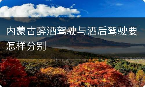 内蒙古醉酒驾驶与酒后驾驶要怎样分别