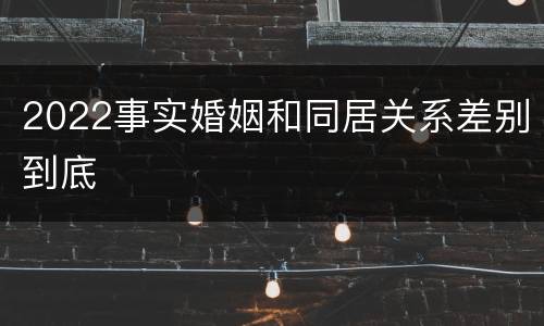 2022事实婚姻和同居关系差别到底