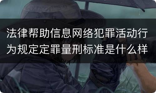 法律帮助信息网络犯罪活动行为规定定罪量刑标准是什么样