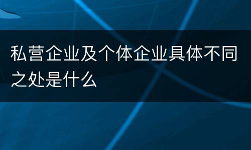 私营企业及个体企业具体不同之处是什么