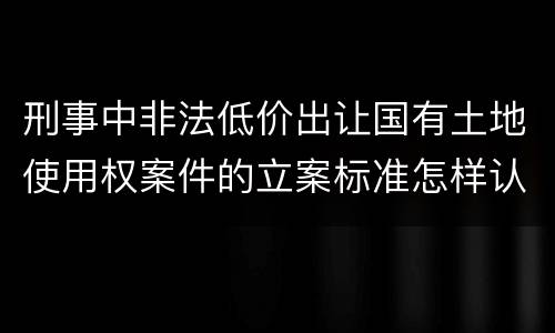 刑事中非法低价出让国有土地使用权案件的立案标准怎样认定