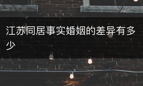 江苏同居事实婚姻的差异有多少