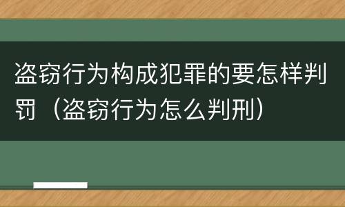 盗窃行为构成犯罪的要怎样判罚（盗窃行为怎么判刑）