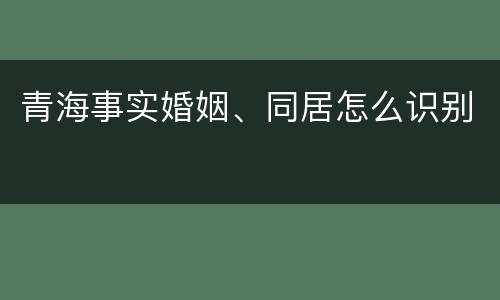 青海事实婚姻、同居怎么识别