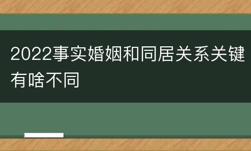 2022事实婚姻和同居关系关键有啥不同