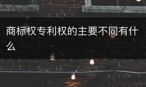 商标权专利权的主要不同有什么