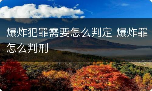 爆炸犯罪需要怎么判定 爆炸罪怎么判刑