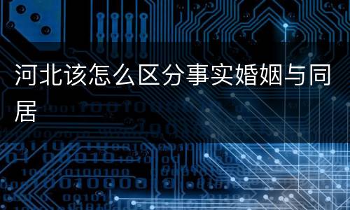 河北该怎么区分事实婚姻与同居