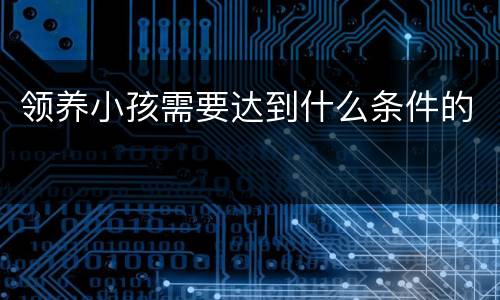 领养小孩需要达到什么条件的