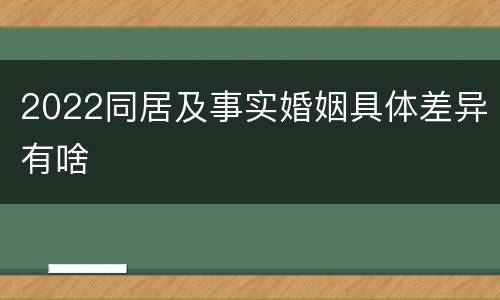 2022同居及事实婚姻具体差异有啥