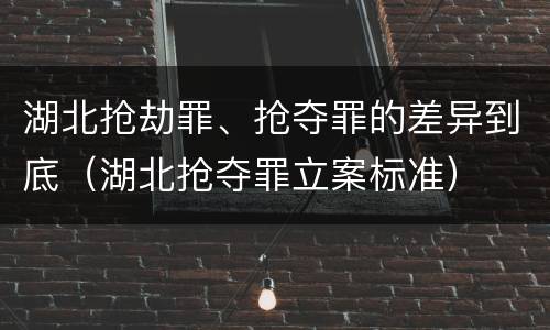 湖北抢劫罪、抢夺罪的差异到底（湖北抢夺罪立案标准）