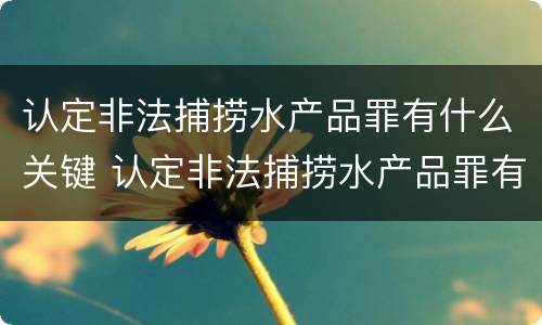 认定非法捕捞水产品罪有什么关键 认定非法捕捞水产品罪有什么关键条款