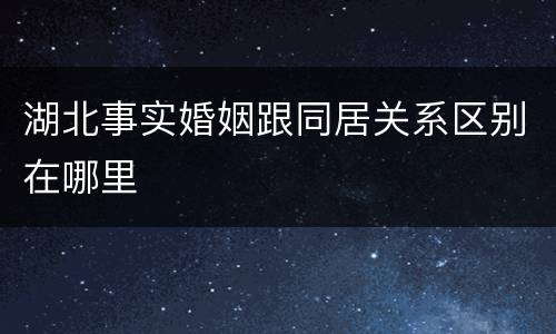 湖北事实婚姻跟同居关系区别在哪里