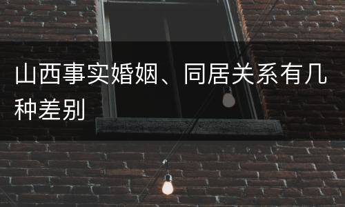 山西事实婚姻、同居关系有几种差别