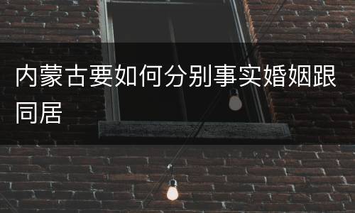 内蒙古要如何分别事实婚姻跟同居