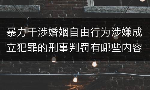 暴力干涉婚姻自由行为涉嫌成立犯罪的刑事判罚有哪些内容