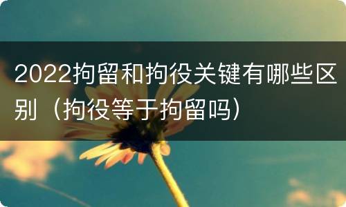 2022拘留和拘役关键有哪些区别（拘役等于拘留吗）