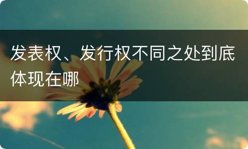 发表权、发行权不同之处到底体现在哪