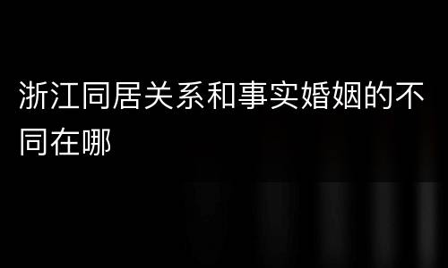 浙江同居关系和事实婚姻的不同在哪