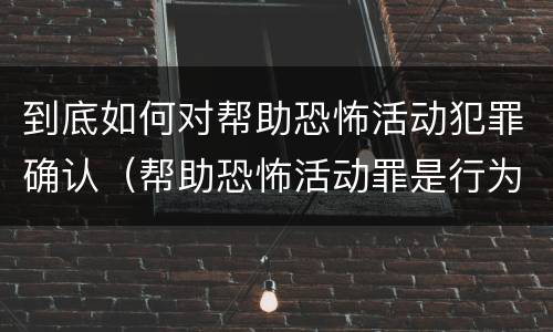 到底如何对帮助恐怖活动犯罪确认（帮助恐怖活动罪是行为犯吗）