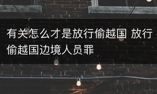 有关怎么才是放行偷越国 放行偷越国边境人员罪