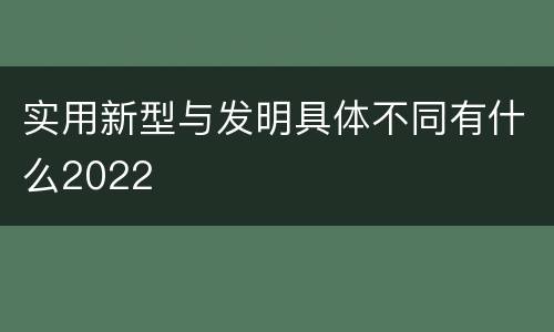 实用新型与发明具体不同有什么2022