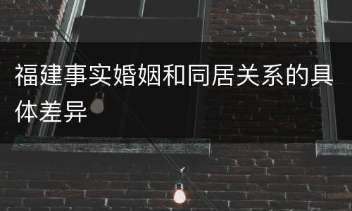福建事实婚姻和同居关系的具体差异