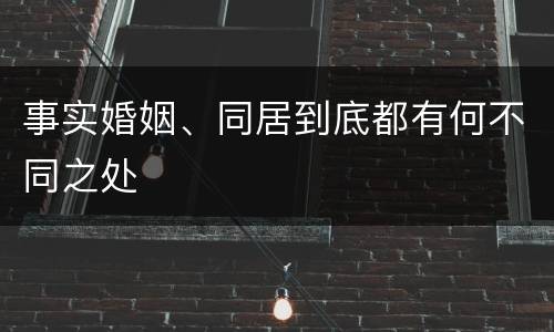 事实婚姻、同居到底都有何不同之处