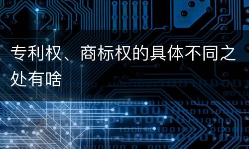 专利权、商标权的具体不同之处有啥