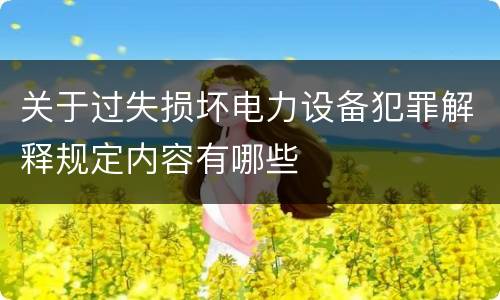 关于过失损坏电力设备犯罪解释规定内容有哪些