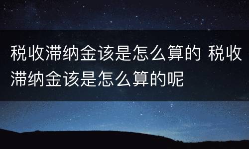 税收滞纳金该是怎么算的 税收滞纳金该是怎么算的呢