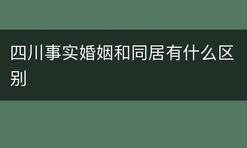 四川事实婚姻和同居有什么区别