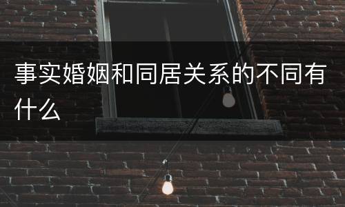 事实婚姻和同居关系的不同有什么
