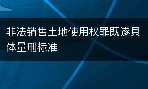 非法销售土地使用权罪既遂具体量刑标准
