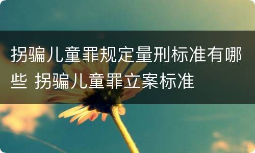 拐骗儿童罪规定量刑标准有哪些 拐骗儿童罪立案标准