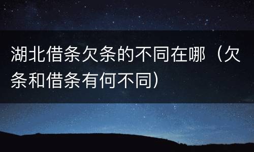 湖北借条欠条的不同在哪（欠条和借条有何不同）
