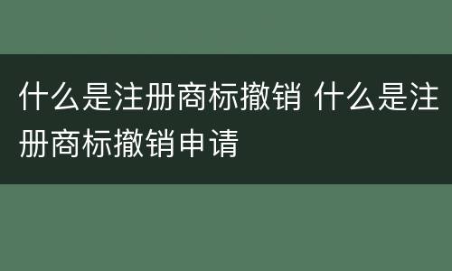什么是注册商标撤销 什么是注册商标撤销申请