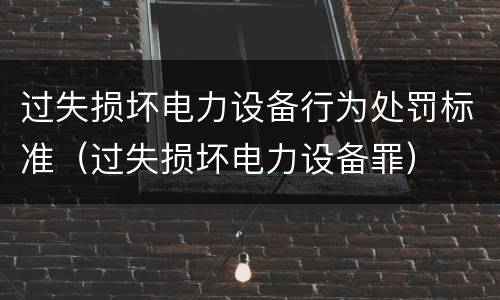 过失损坏电力设备行为处罚标准（过失损坏电力设备罪）
