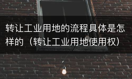 转让工业用地的流程具体是怎样的（转让工业用地使用权）