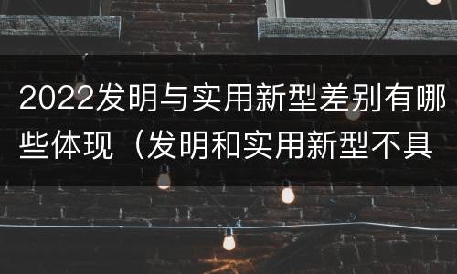 2022发明与实用新型差别有哪些体现（发明和实用新型不具有什么特性）