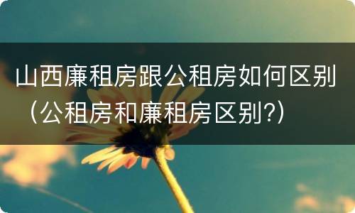 山西廉租房跟公租房如何区别（公租房和廉租房区别?）