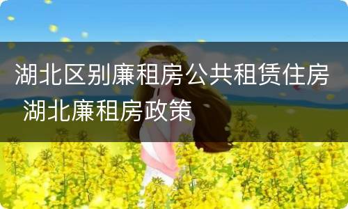 湖北区别廉租房公共租赁住房 湖北廉租房政策