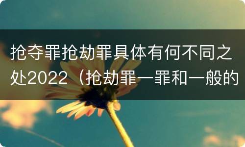 抢夺罪抢劫罪具体有何不同之处2022（抢劫罪一罪和一般的抢劫罪）