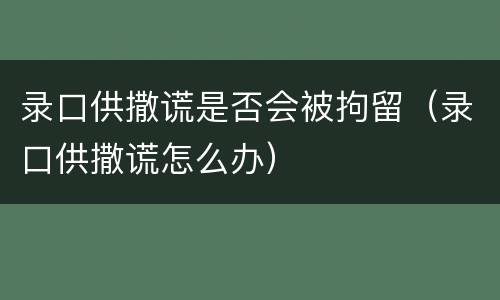 录口供撒谎是否会被拘留（录口供撒谎怎么办）