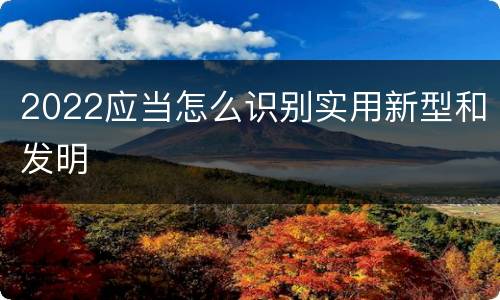 2022应当怎么识别实用新型和发明