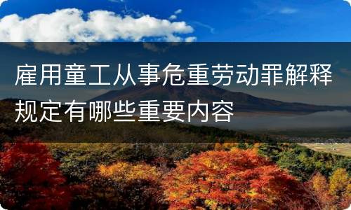 雇用童工从事危重劳动罪解释规定有哪些重要内容